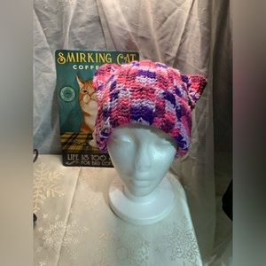 Handmade Pink Purple Cat Beanie